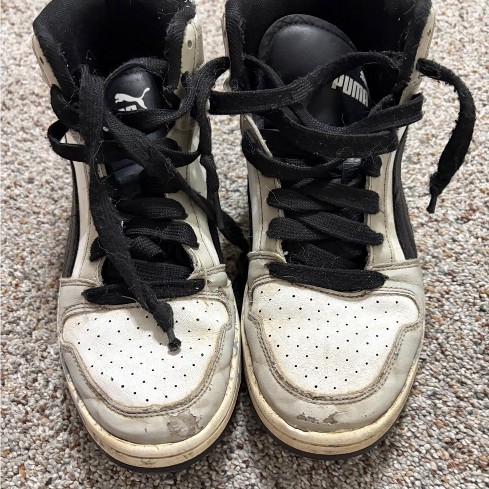 Puma Rebound Black and White High-Top Sneakers